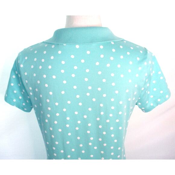 Lands End Women's Short Sleeve Green Polka Dot Polo Shirt Size Small ( 6-8 ) - Picture 6 of 11